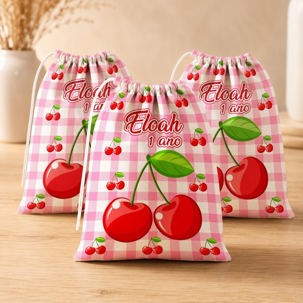 Kit 30 Cereja Cerejinha  Lembrancinha Personalizada para Festa Infantil Aniversário e Eventos (15x20)