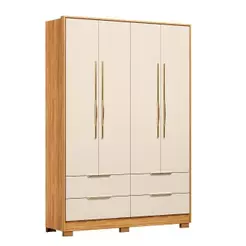 Guarda Roupa Casal Domo 44020pe 4 Portas Cinamon Off White Com Pés - Demóbile