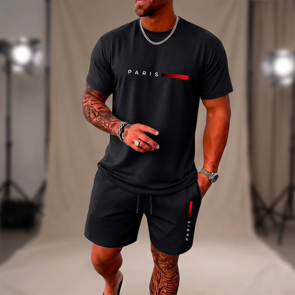 Kit camiseta + bermuda PARIS MINIMALIST Kit confortável algodão