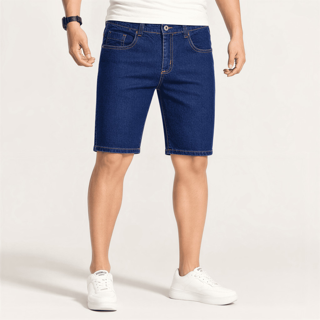 Bermuda Jeans Lisa Masculina com Elastano, Azul Escuro, Médio e Claro, do 36 ao 48 | Conforto e Estilo para o Dia a Dia!