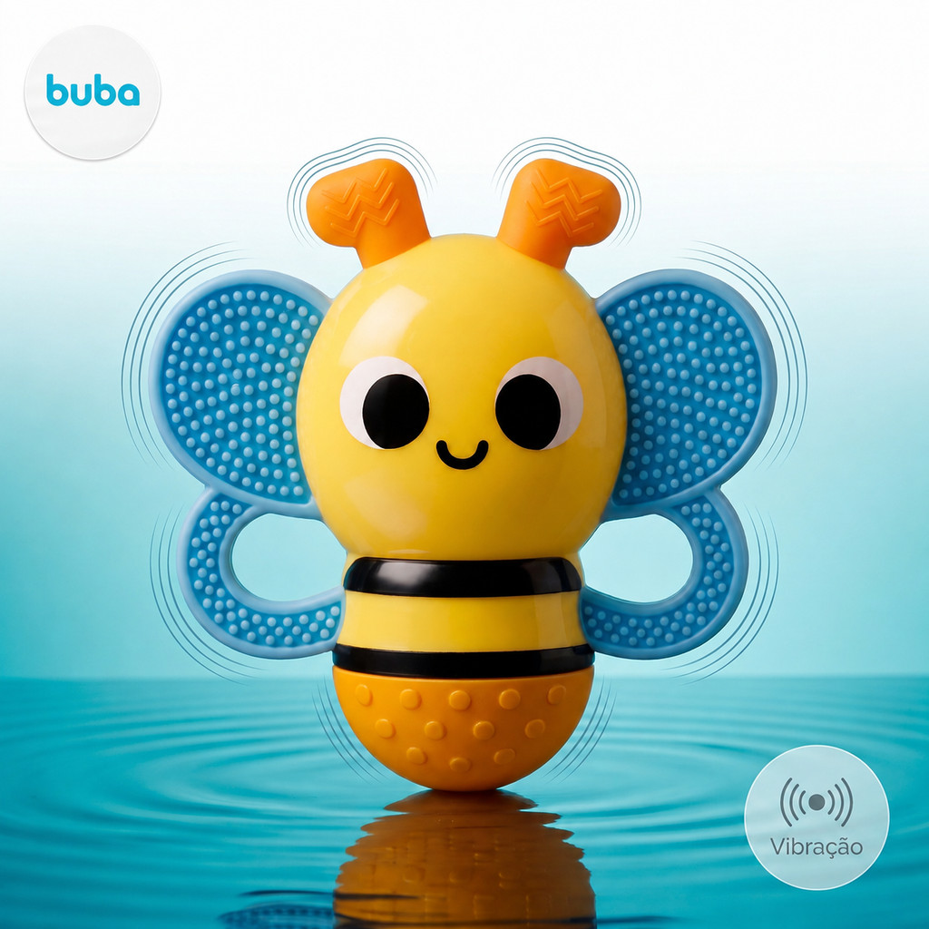 Mordedor Buba Abelhinha com Vibração Silicone Sensorial Bebê +4m