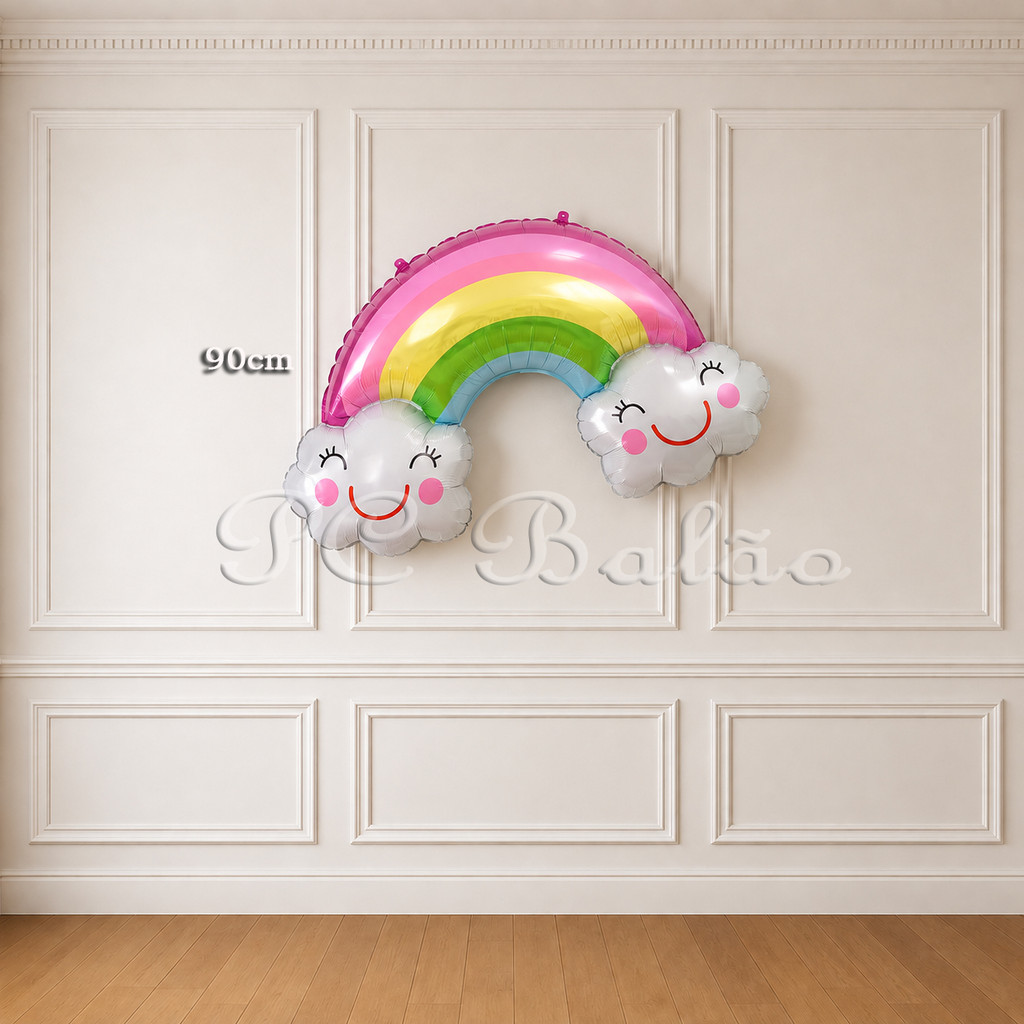 KIT Balão Metalizado Nuvem Arco íris Festa Decoração 90cm ANIVERSÁRIO