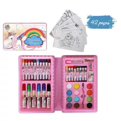 Maleta De Pintura Infantil Unicórnio Mágico Color Estojo 42 peças