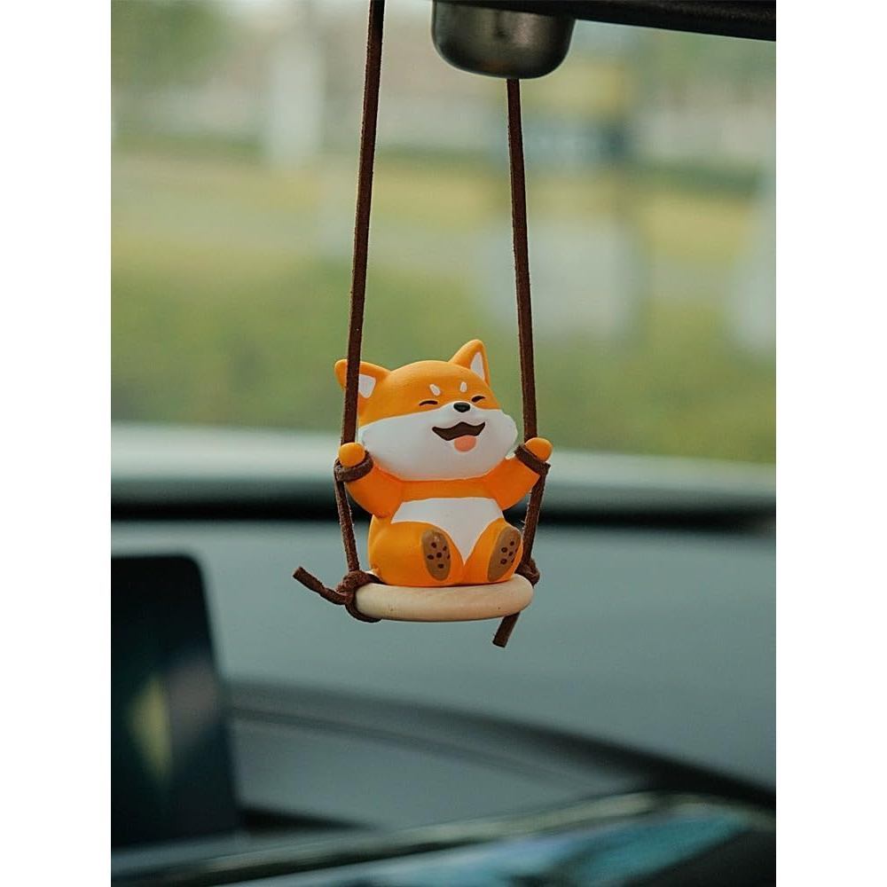 Ornamento De Espelho Retrovisor , Charme De Carro Swing Shiba Inu Com Difusor De Aroma , Ventilação De Ar De Gesso