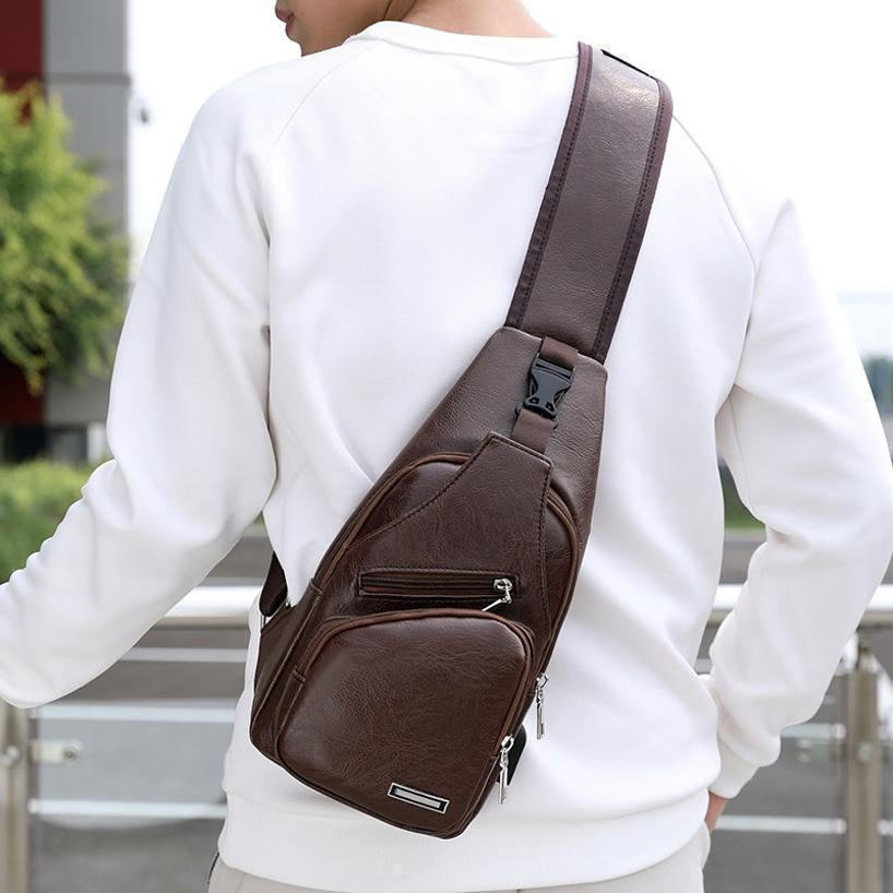 1 Pçs Novo Lazer Bolsa De Ombro Masculina Esportes Ao Ar Livre Carregamento USB Saco Peito Masculino Plutônio Negócios C