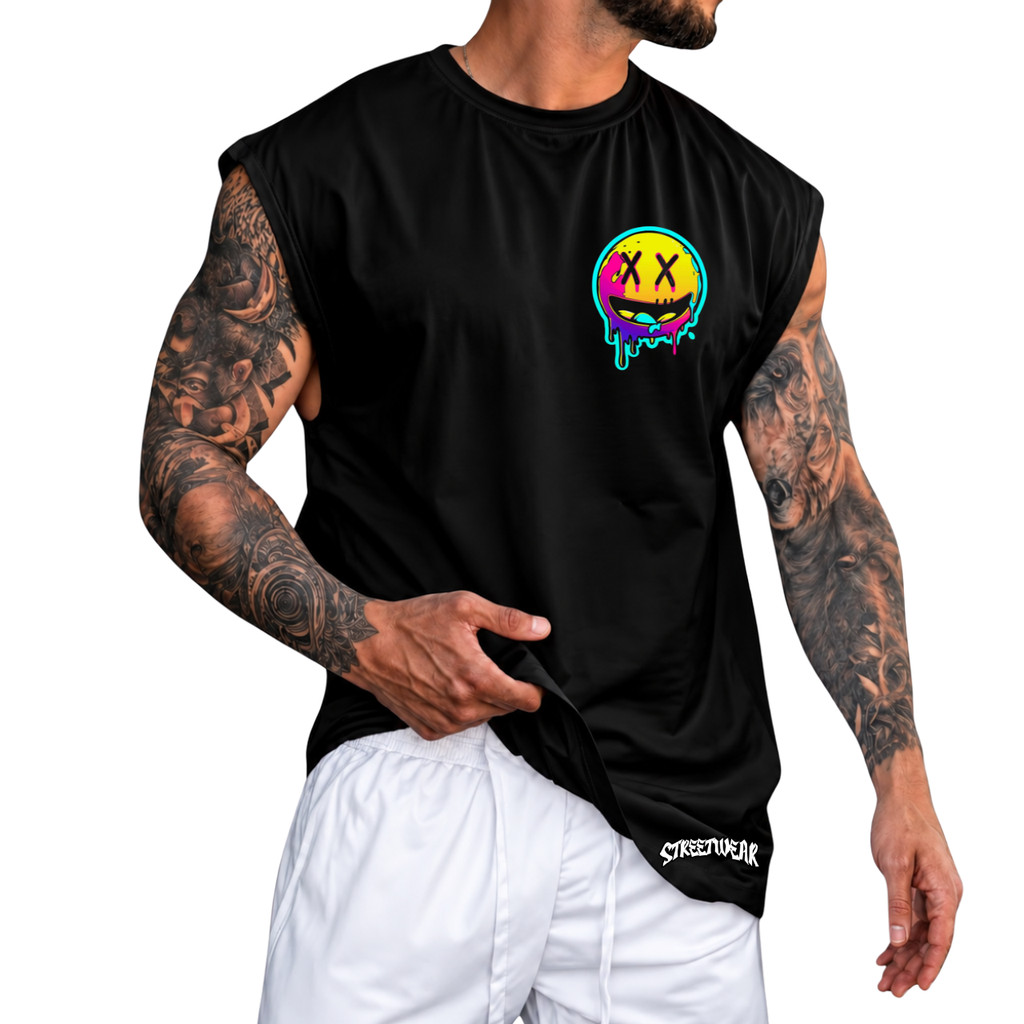 Regata Machão Oversized 100% Algodão Camiseta Cavada Musculação Streetwear Treino Passeio Academia
