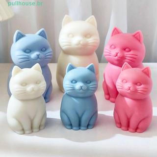Molde De Vela PULLHOUSE , Silicone Para Gato Sentado 3D , Resina Epóxi DIY Mini Sabão Fofo Fazer Velas