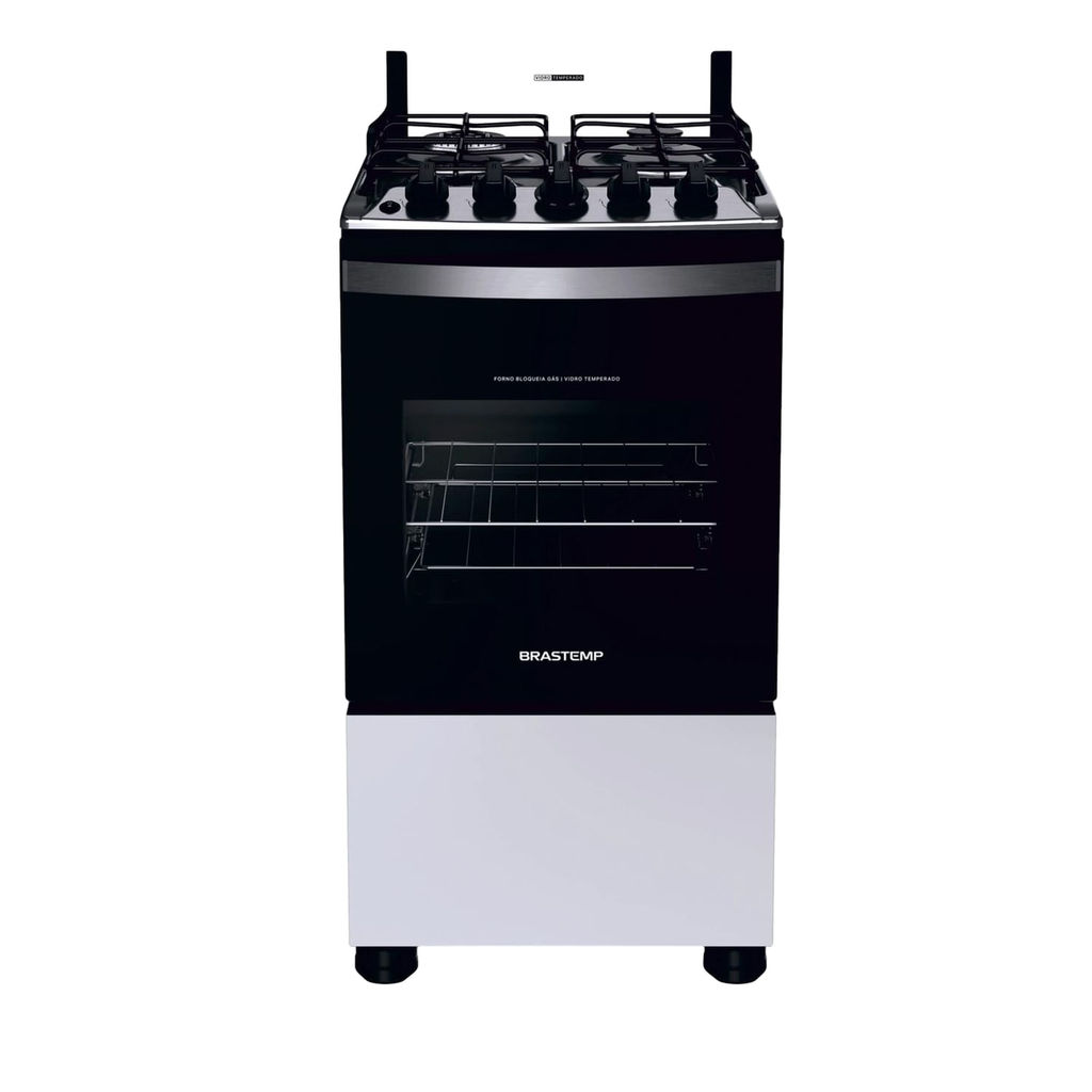Fogão Brastemp 4 Bocas Branco com Dupla Chama e Grades Individuais - BFO4EBB
