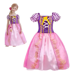 Fantasia Infantil Princesa Rapunzel Enrolados Vestido Luxo Menina Cosplay