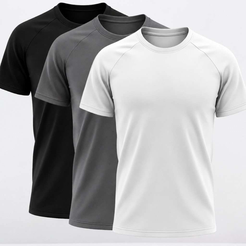 Kit 3 Camisetas Masculinas Básicas Lisas Algodão Branco Off White Preto Cores Básicas