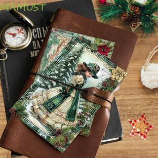 MXMUST 30 Pcs Cartões Postais Verdes De Natal , Cartão Retangular Vintage Com Adesivo