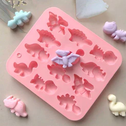 Moldes De Silicone De Dinossauro Fofo 3D Bandeja De Molde De Cozimento Com Tema De 12 Cavidades Ferramenta DIY Para Bolo