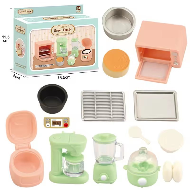 1/12 Casa De Bonecas Em Miniatura Eletrodomésticos De Cozinha Mini Espremedor Panela De Arroz Conjunto De Forno Enfeites
