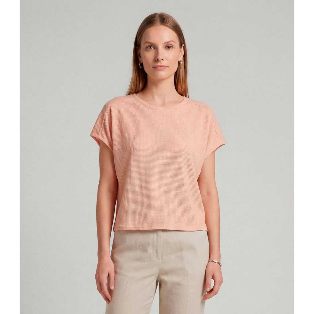 Blusa Feminina Recorte Na Costa Infinita Cor Rosa