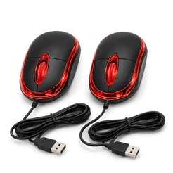 Kit 2 Mouse USB com Fio Óptico 1200DPI 3 Botões para PC Notebook Computador