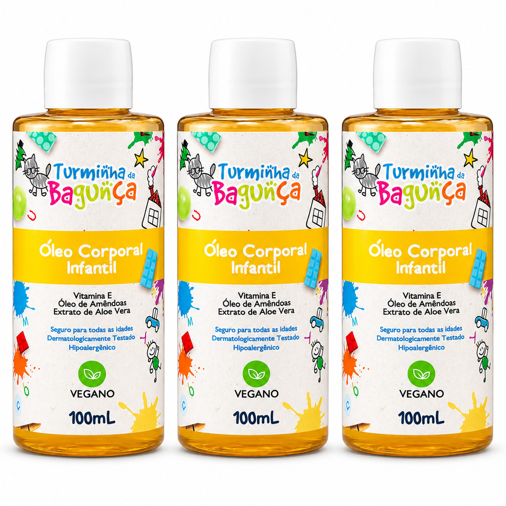 Kit 3 Óleos Corporais Infantis Turminha da Bagunça 100ml Hidratante
