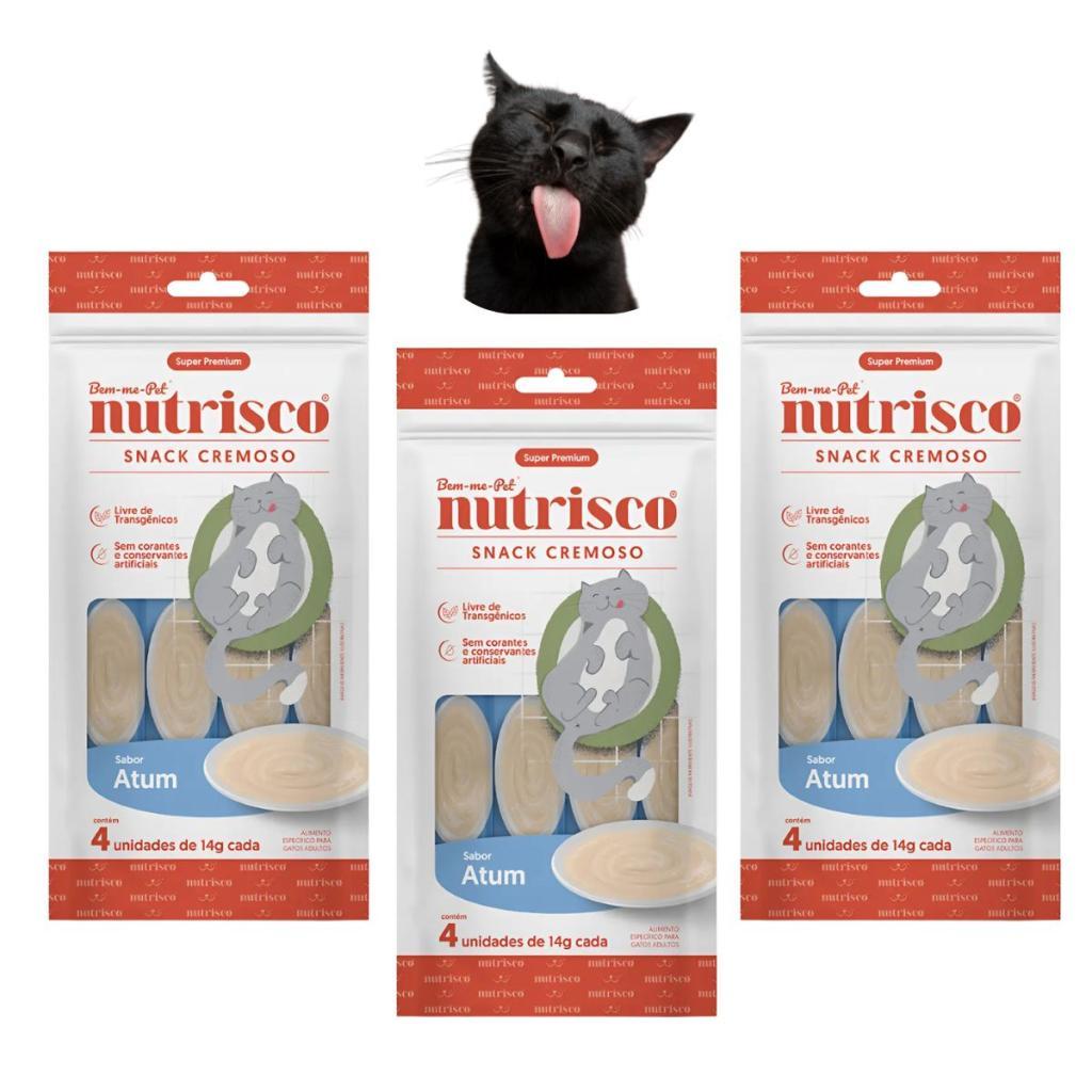 3 Petiscos Para Gatos Snack Cremoso Nutrisco Sabor Atum 56g