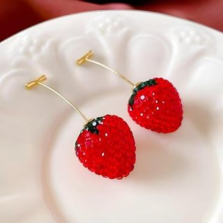 Novos brincos femininos para o verão, com design de morango e zircônia, um toque de doçura frutada, design único, joia m
