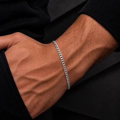 Pulseira Grumet Fina 3mm Aço Inox Prata 20cm