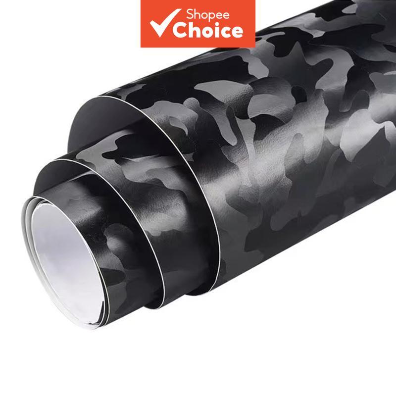 Envoltório de Vinil de Camuflagem Stealth Preto Fantasma Premium com Liberação de Ar e Adesivo Autoadesivo para Carro,