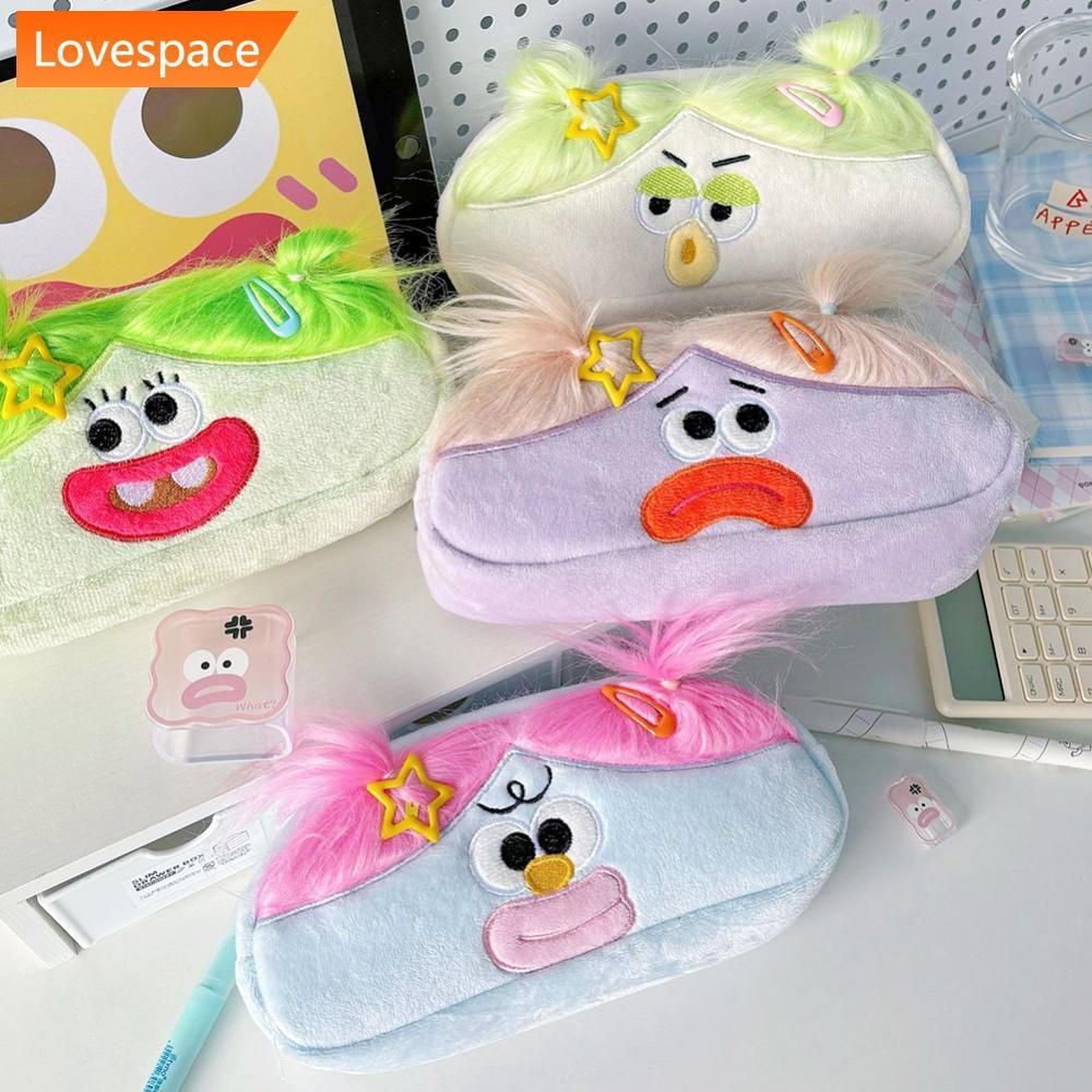LS-STORE Estojo De Lápis Em Formato Engraçado Da Moda DIY Estilo De Cabelo Meme Design Bolsa De Papelaria Estudo Motivaç