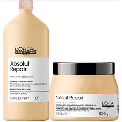 SHAMPOO 1.5l e MASCARA 500g QUINOA Loreal Kit Absolut Repair Gold Quinoa .