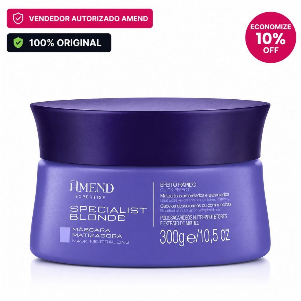 Máscara Matizadora Amend Cosmetics specialist Blonde 300G Efeito Rápido