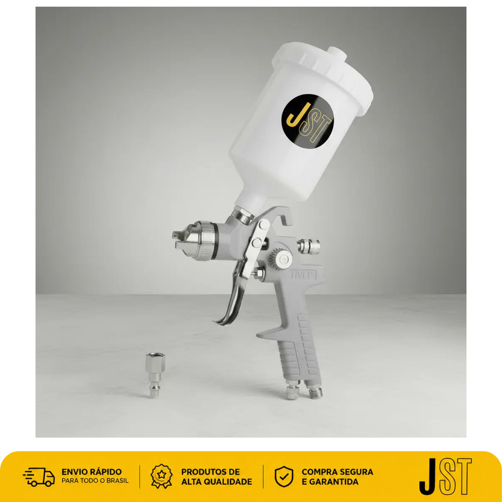 Pistola Pintura Automotiva HVLP 600ml Bico 1,4mm JP827 JST de Gravidade
