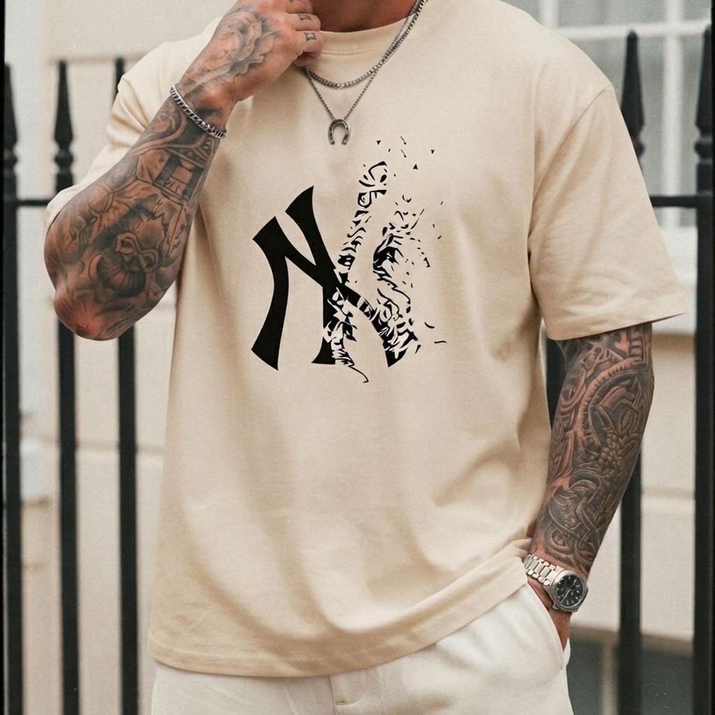 Camiseta Masculina Estilosa Estampada NY Academia Treino Tecido Respirável Premium Elegante Moderno
