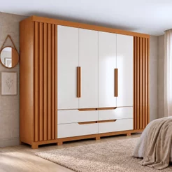 Guarda-Roupa Casal 6 Portas 4 Gavetas Doble Cinamomo Off White Cinamomo/Off White