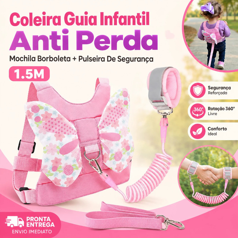 Toddler Arreios De Mochila Coleira Guia Mochila + Pulseira 2 Em1 C/cordão Anti-perda — imagem 2 de 2