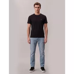 Camiseta Manga Curta Calvin Klein Jeans Masculino Logo Calvin Klein Costas - Preto