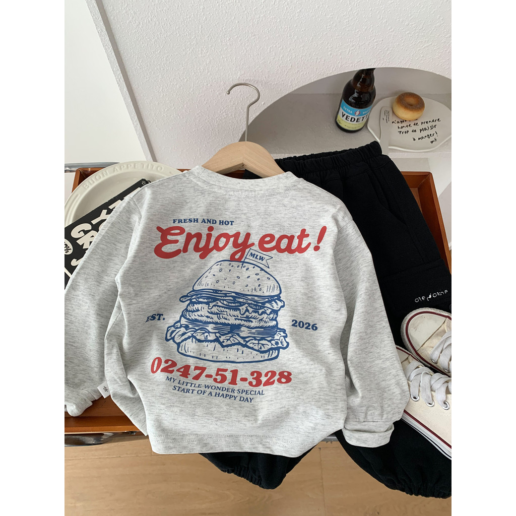 Meninos primavera outono puro algodão de manga comprida camiseta 2026 novo estilo crianças fino em torno do pescoço cart