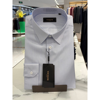 Camisa masculina de manga comprida Yagoer algodão poliéster misturado DP listra antirrugas Casual camisa justa119652HJY