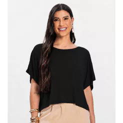 Blusa Feminina com Manga Morcego Rovitex Preto