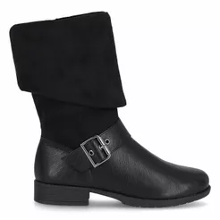 Bota Leci Cano Médio Salto Baixo Preto