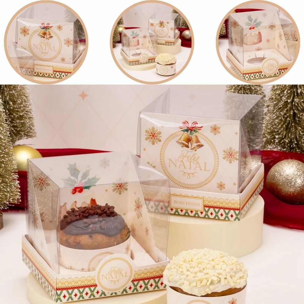 10 CAIXA PARA MINI PANETONE COM TAMPA DE ACETATO UNIÃO 6036 (JANGO NATAL 2026)