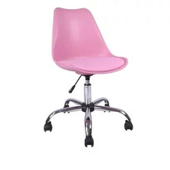 Cadeira Escritório Secretária Decorativa Eames Chicago Rosa