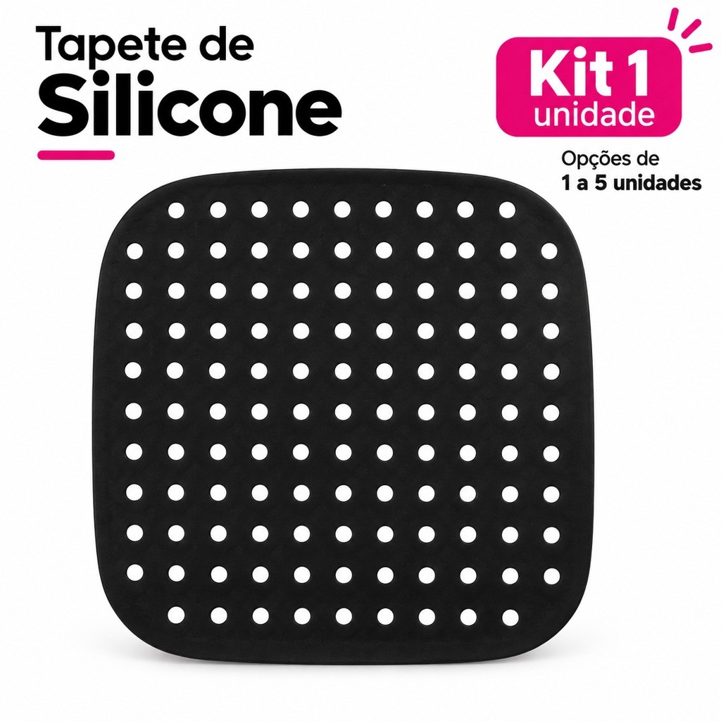 Tapete de Silicone para Air Fryer Quadrado Perfurado Reutilizável Protetor de Cesto