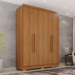 Guarda-Roupa Solteiro 4 Portas 2 Gavetas com Pés França Cinamomo Cinamomo
