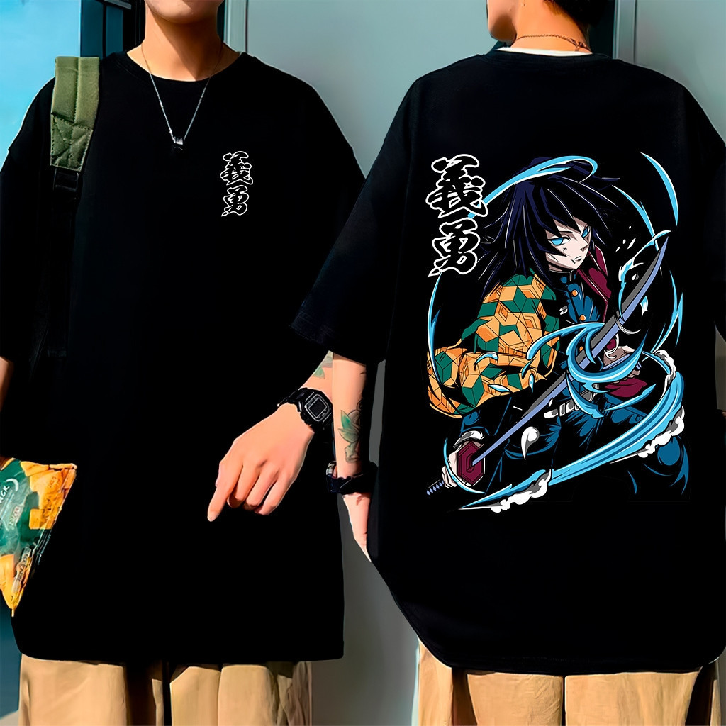 [Camiseta Vintage Masculina Algodão]NVR Camiseta Oversized Anime Estampada Tomioka Demon Slayer Unissex 100% Algodão Oni