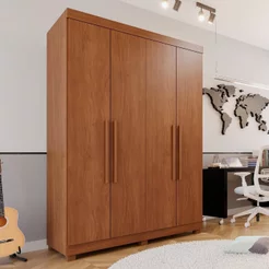 Guarda-Roupa Solteiro 4 Portas 3 Gavetas Roma Espresso Móveis Marrom/Cinamomo Cinamomo