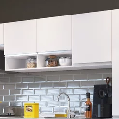 Armário Aéreo para Cozinha 3 Portas 2 Nichos Athena Branco Branco