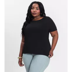 Blusa Feminina Manga Morcego Plus Size Secret Glam Preto