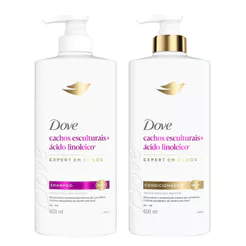 Kit Dove Cachos Esculturais + Ácido Linoleico Shampoo 600ml + Condicionador 600ml