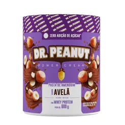 Pasta de Amendoim Dr. Peanut Power Cream Sabor Avelã com Whey Protein 600g
