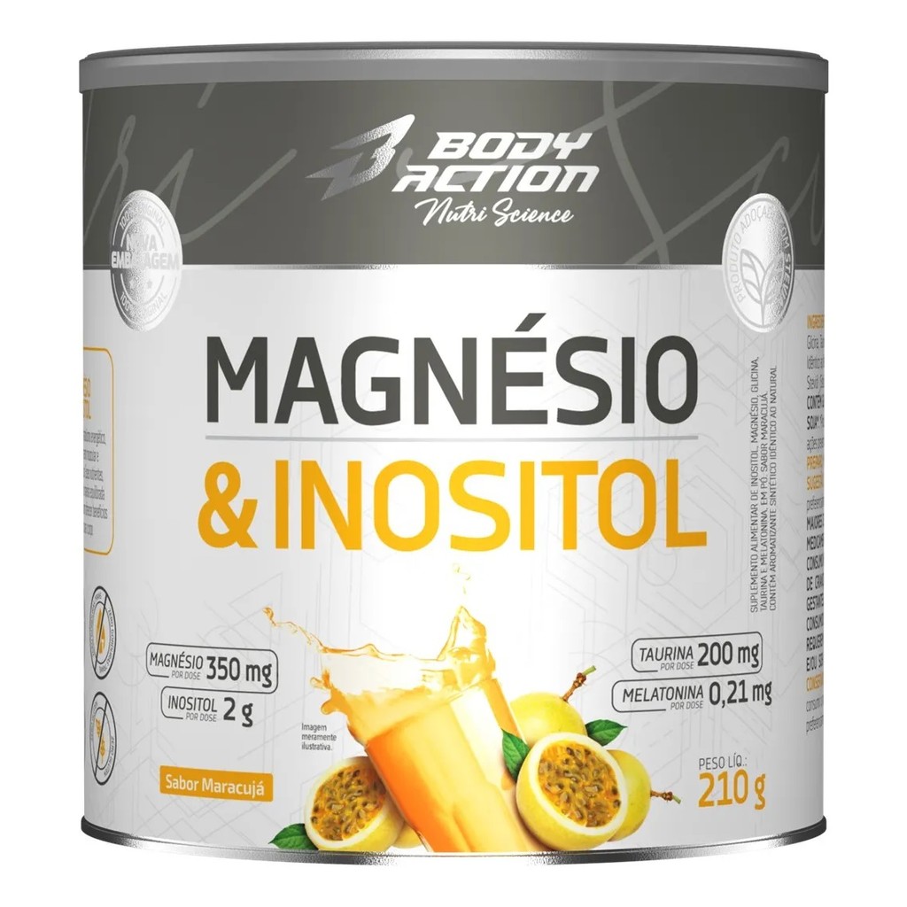 Suplemento Magnésio Inositol Taurina Melatonina 210g Bodyaction – Nutri Science Stevia