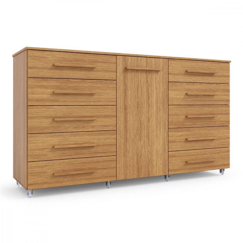 Cômoda Imperial Batrol 1 Porta 10 Gavetas Com Rodízio Freijó Freijó em Oferta na Shopee