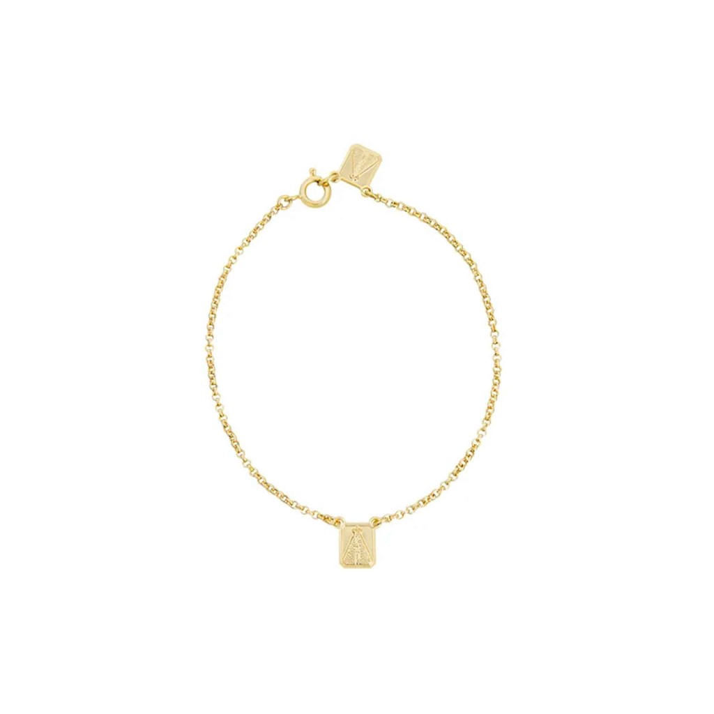 Pulseira Escapulário de Nossa Senhora Aparecida Folheado A Ouro 18k