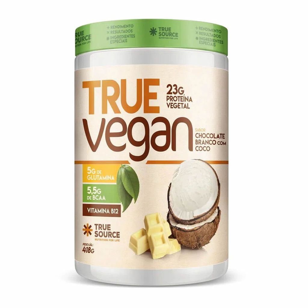 True Vegan Proteína Vegetal - 418g Chocolate Branco com Coco - True Source em Oferta na Shopee